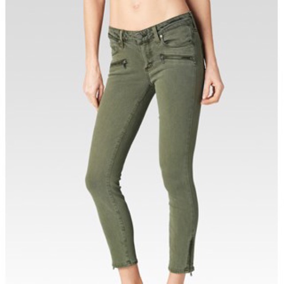 PAIGE Jane Zip Crop Jeans in Sahara Green - Picture 2 of 5